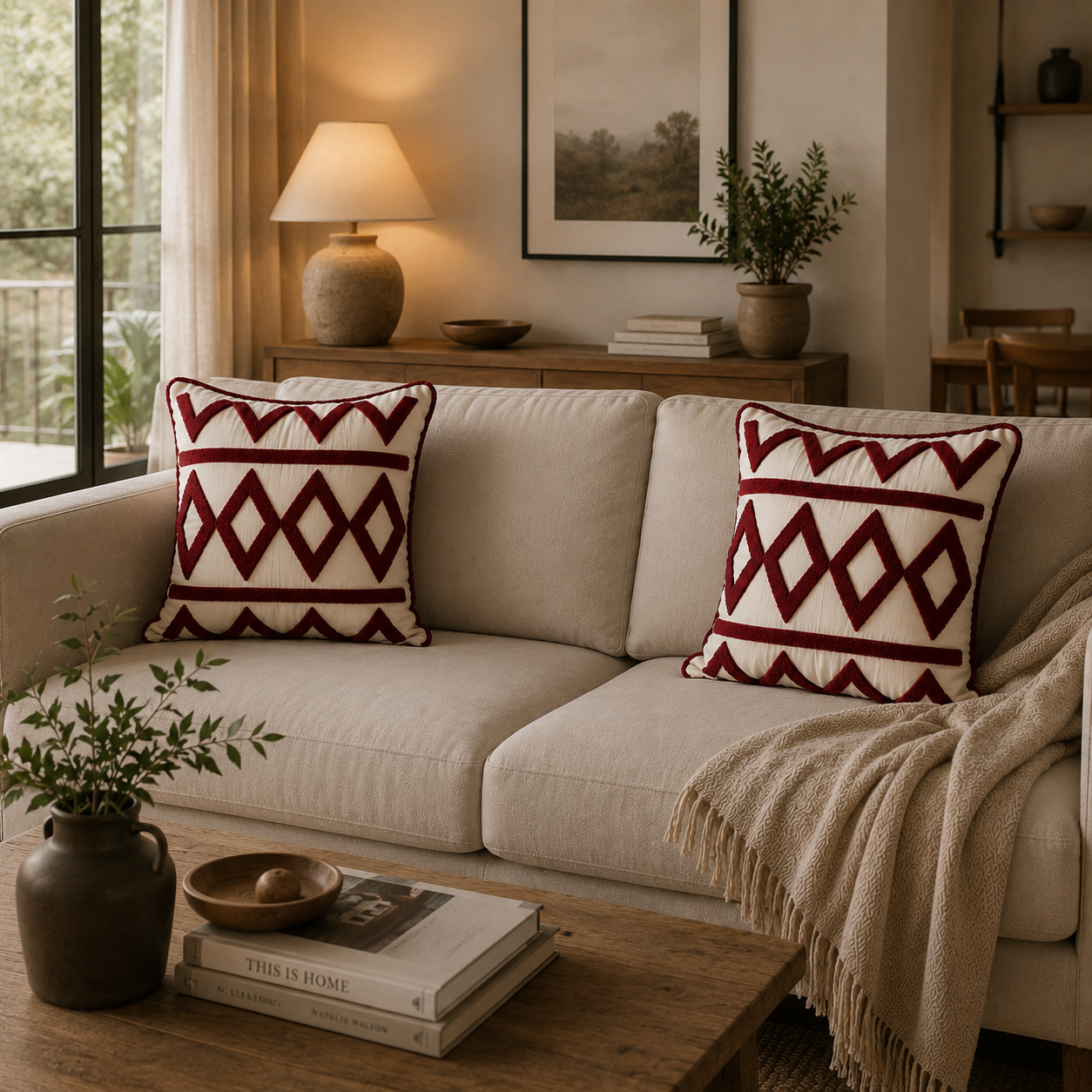 Burgundy Diamond Cushion Cover
