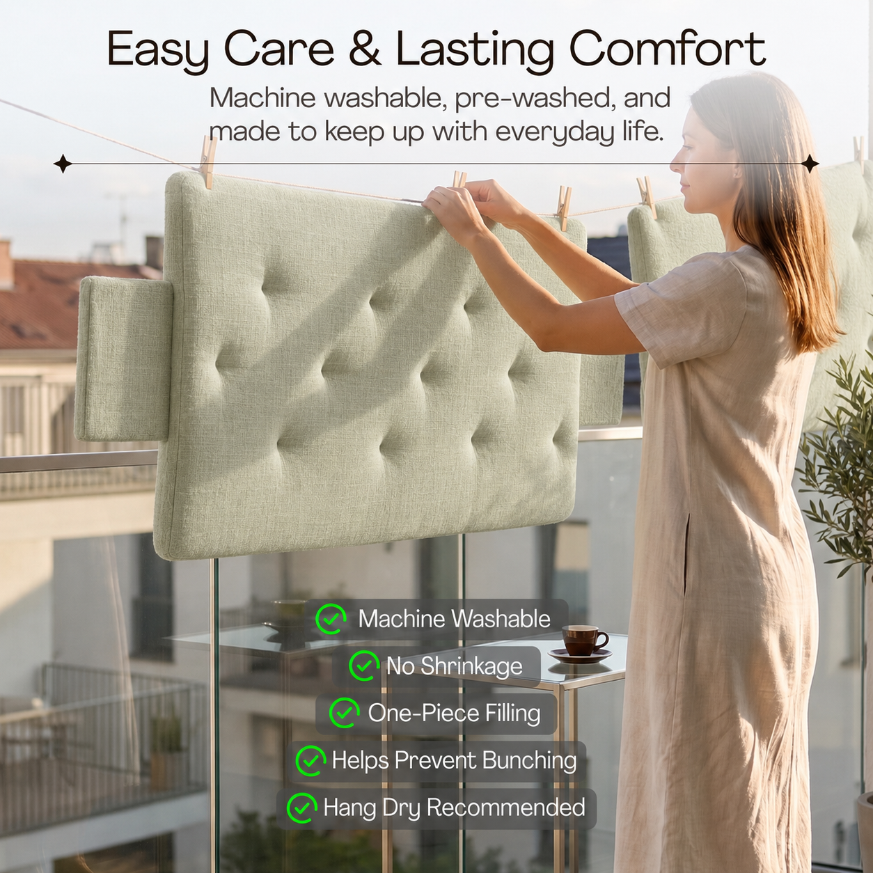 Linen Sofa Topper Sage Mist