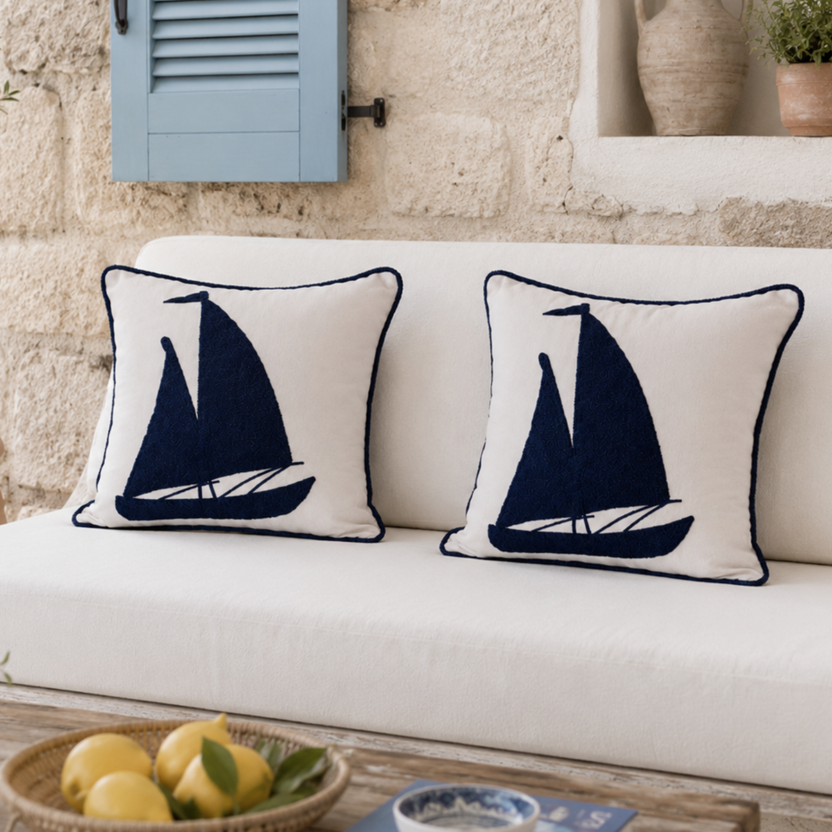 Sailing Boat Pillow Cover