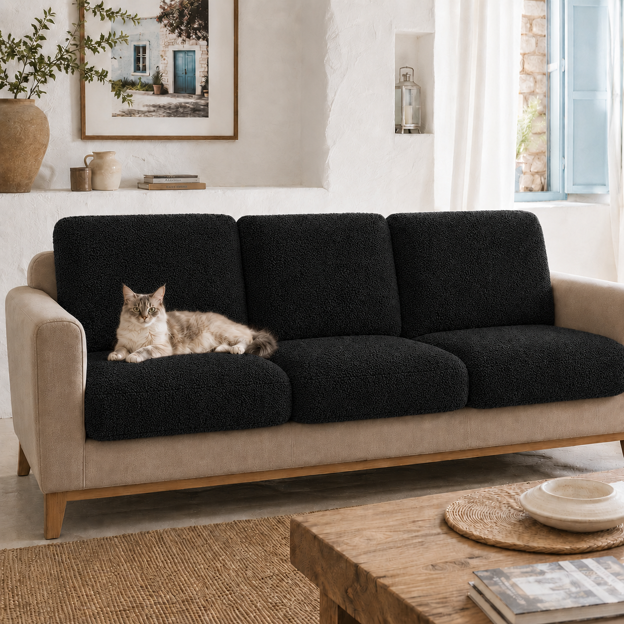 Teddy Cushion Slip Cover Black