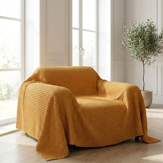 Waffle Sofa Cover - Cinnamon