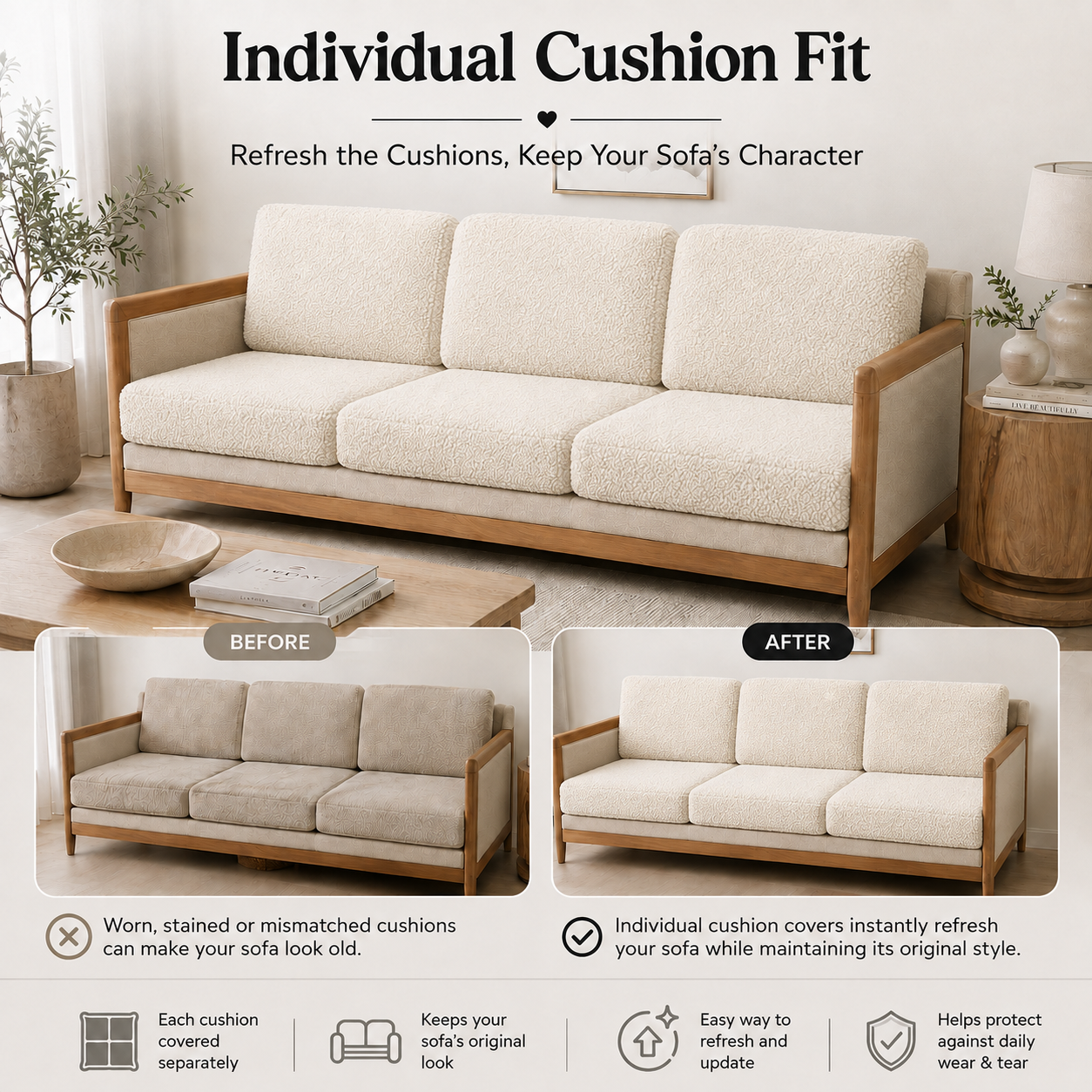 Teddy Cushion Slip Cover Cream