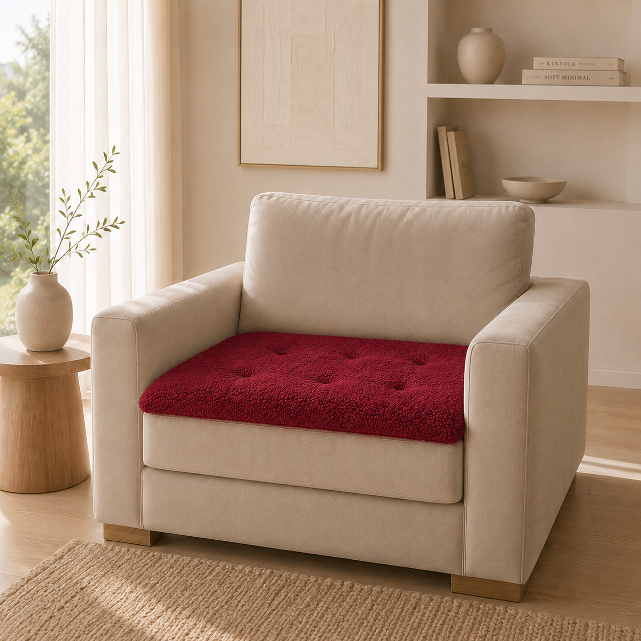 Teddy Sofa Topper Burgundy