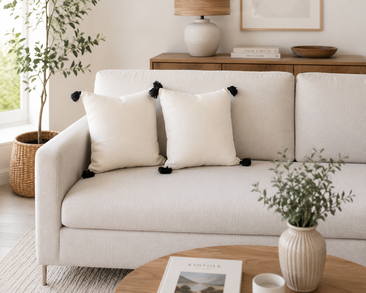 Black Tassel Cushion Cover