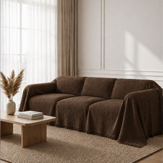 Cloud-Like Muslin Sofa Cover - Brown