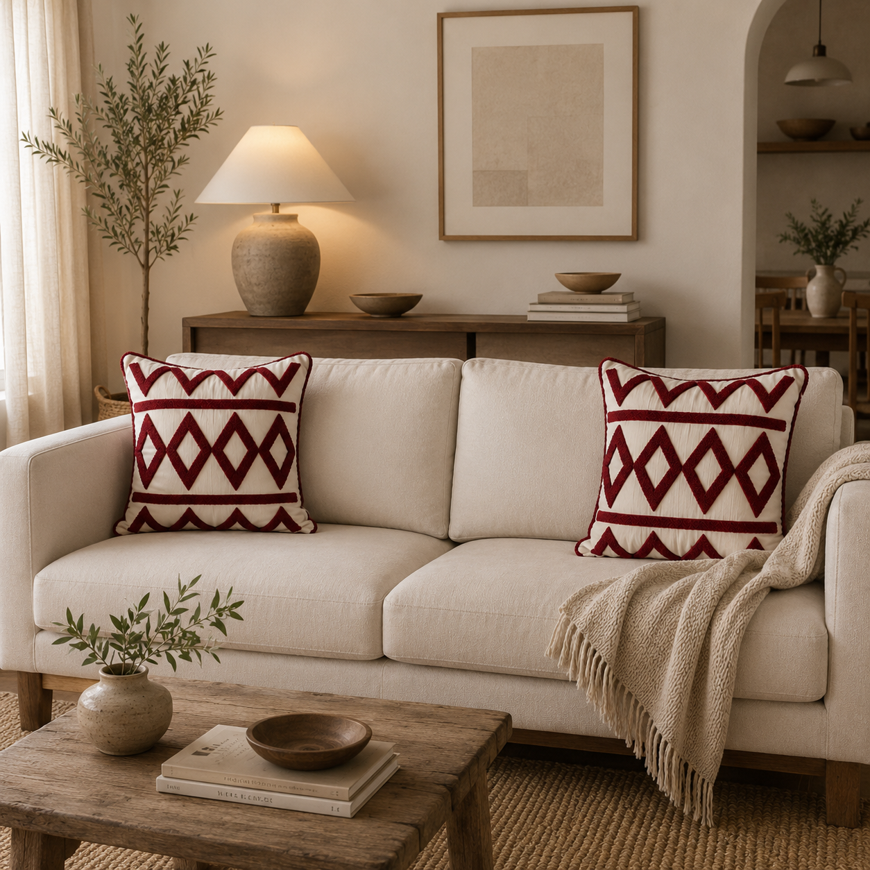Burgundy Diamond Cushion Cover