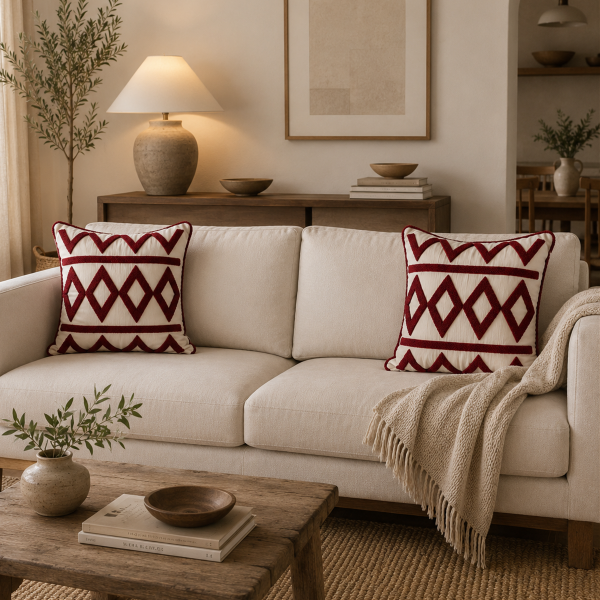 Burgundy Diamond Cushion Cover