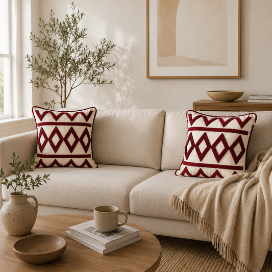 Burgundy Diamond Cushion Cover