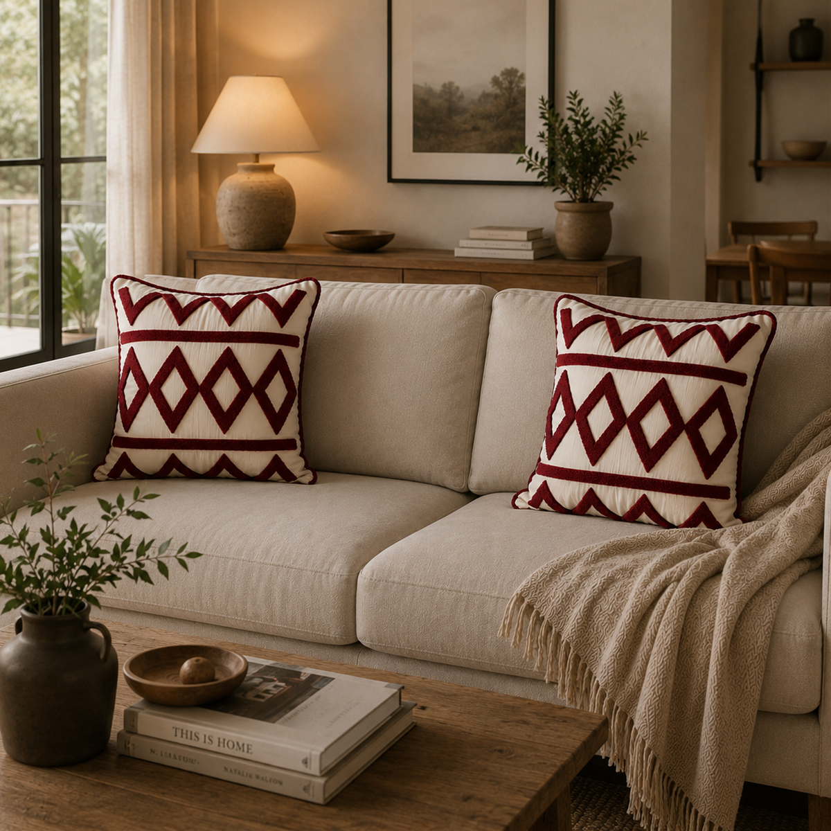 Burgundy Diamond Cushion Cover