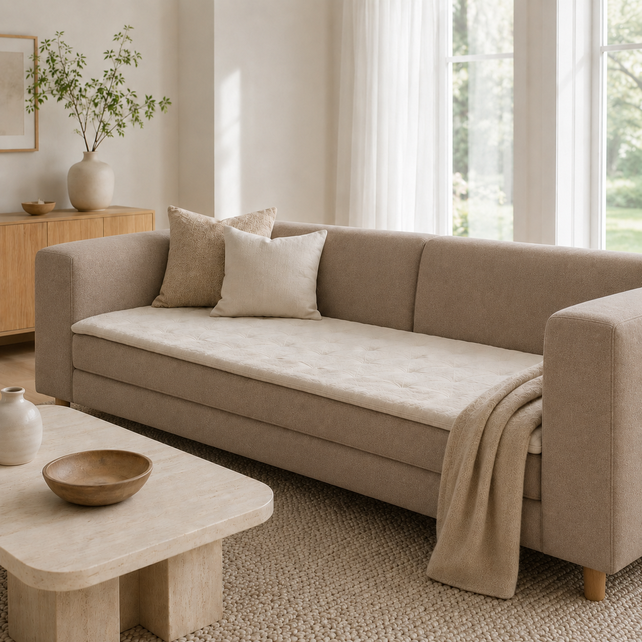 Linen Sofa Topper Natural