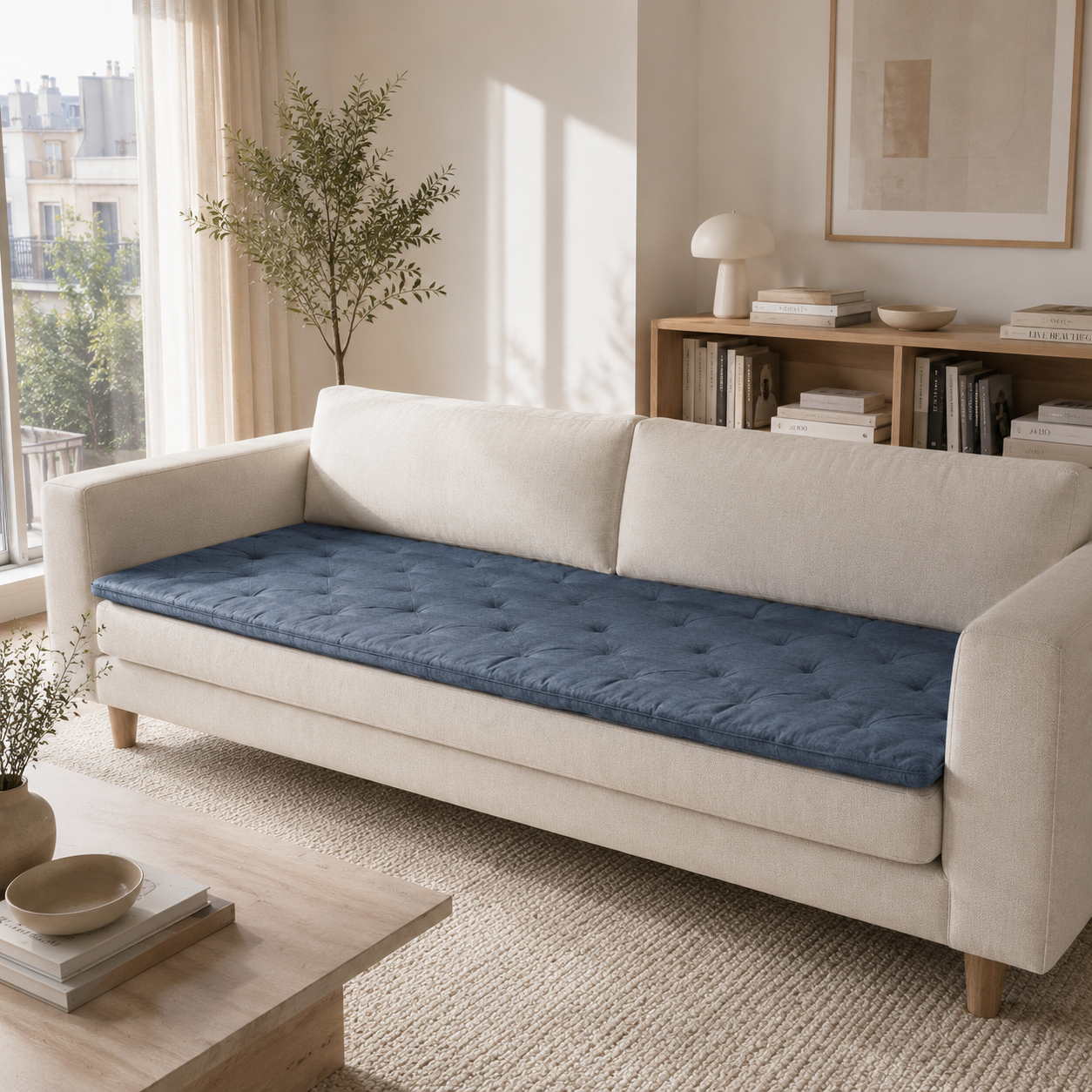 Linen Sofa Topper Indigo
