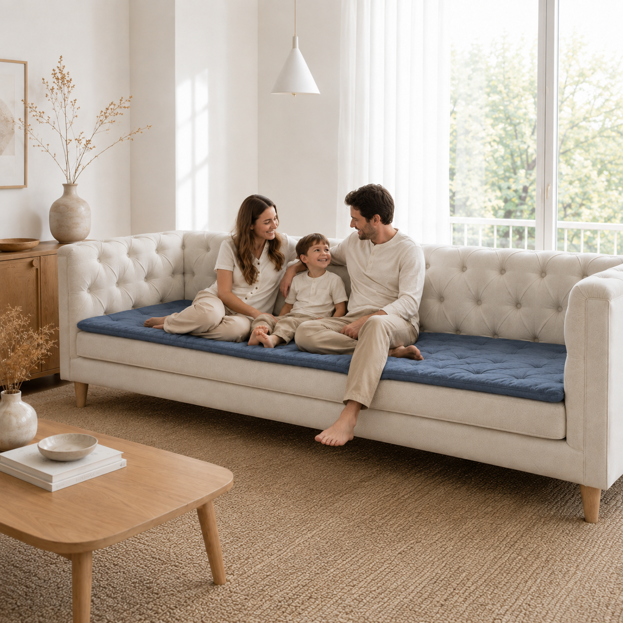Linen Sofa Topper Indigo