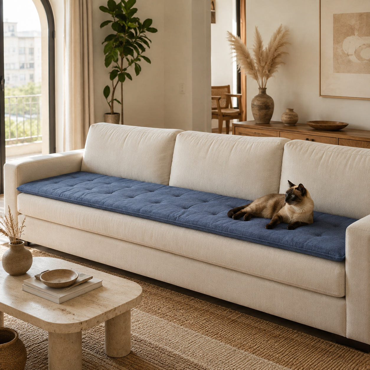 Linen Sofa Topper Indigo