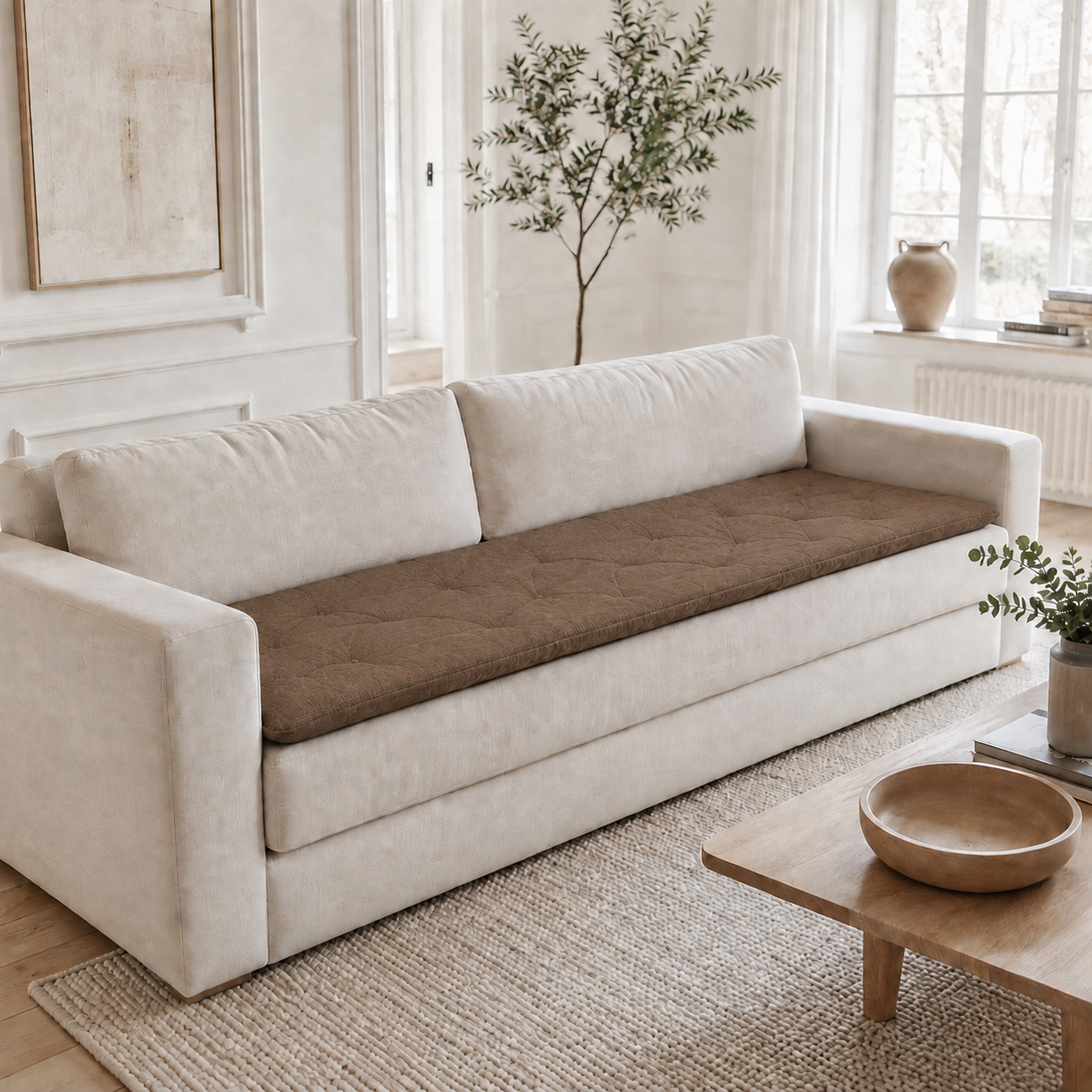 Linen Sofa Topper Camel