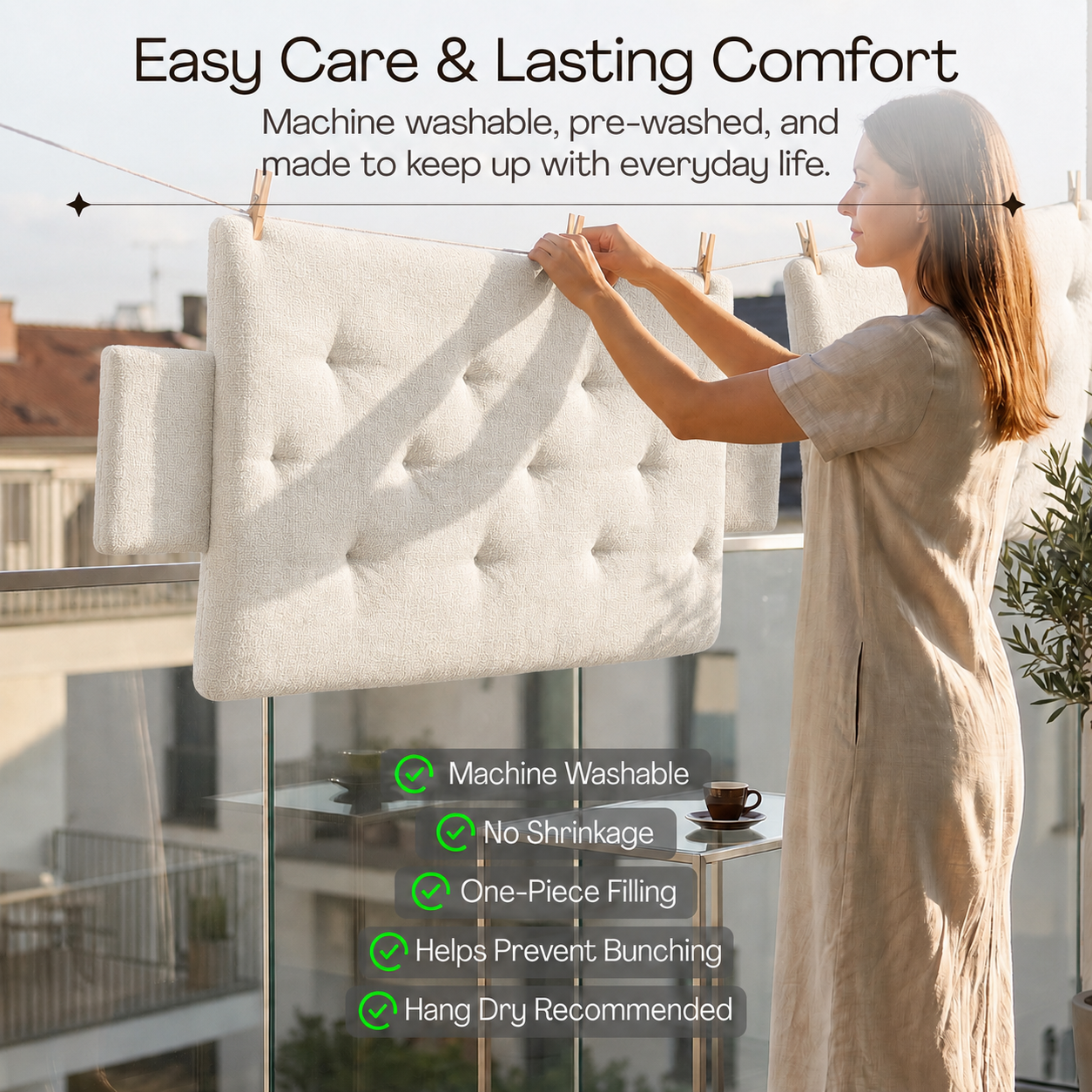 Linen Sofa Topper Off White