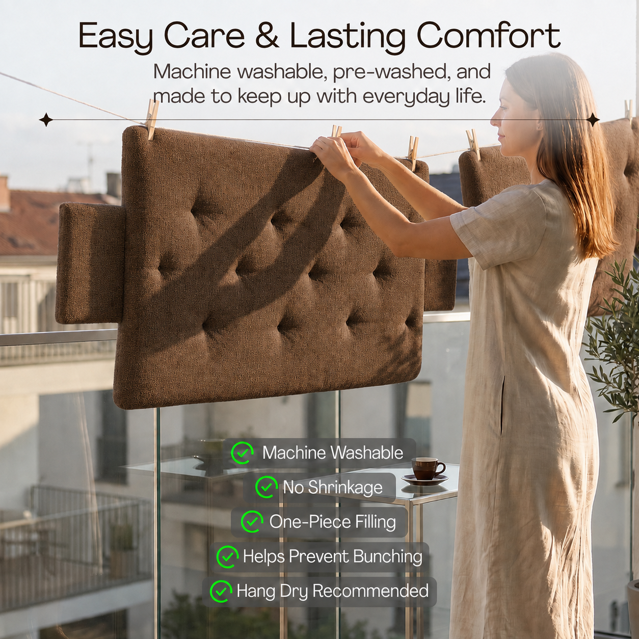 Linen Sofa Topper Camel