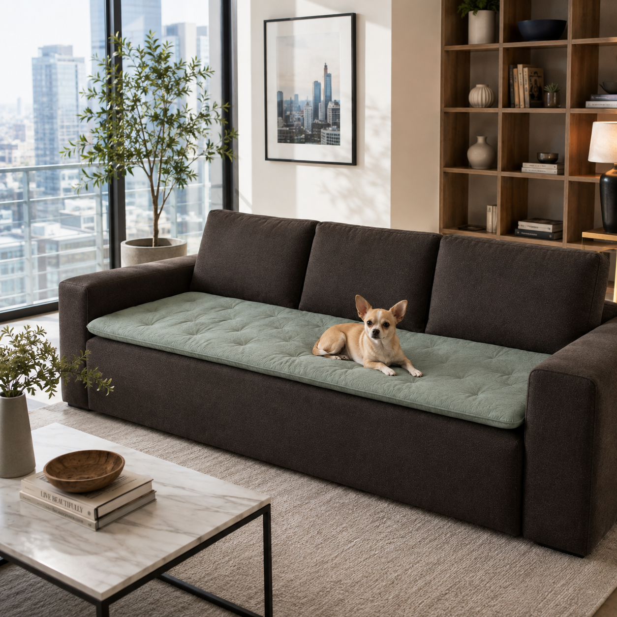 Linen Sofa Topper Sage Mist