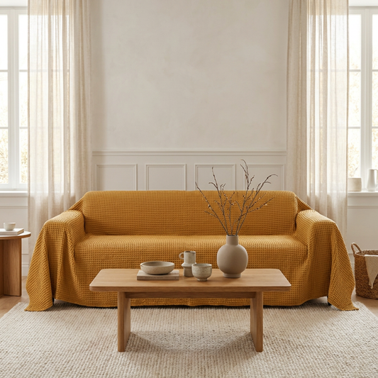 Waffle Sofa Cover - Cinnamon