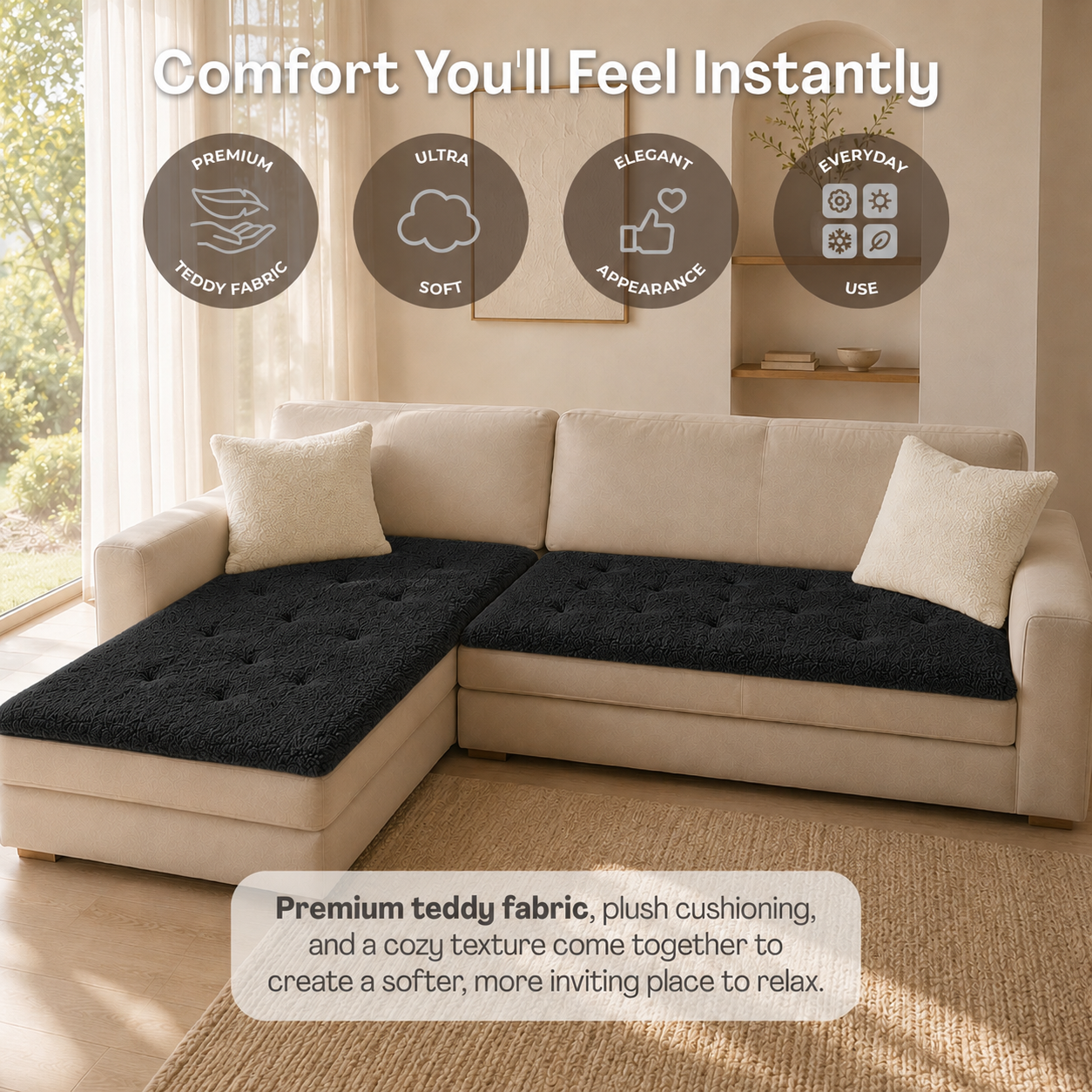Teddy Sofa Topper Black
