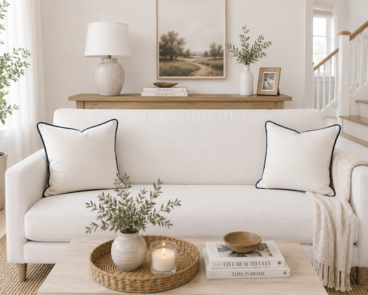 Navy Edge Pillow Cover