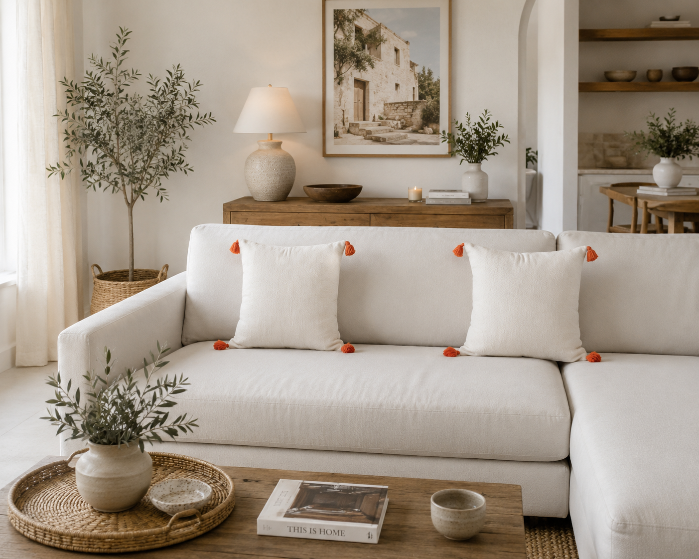 Orange Tassel Cushion Cover