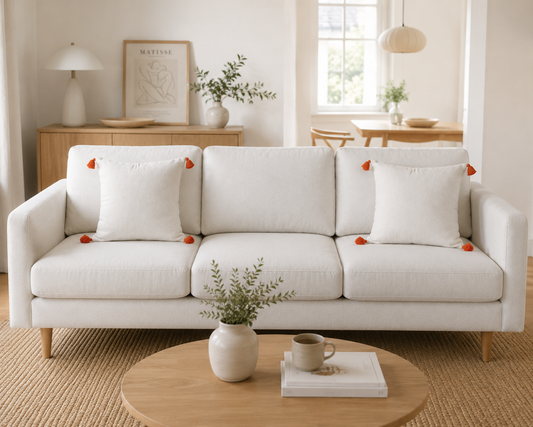 Orange Tassel Cushion Cover
