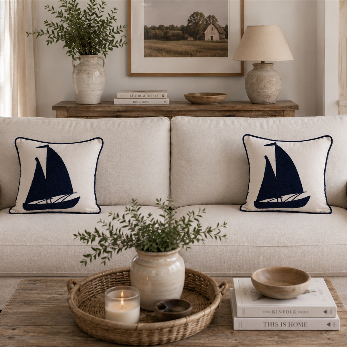 Sailing Boat Pillow Cover