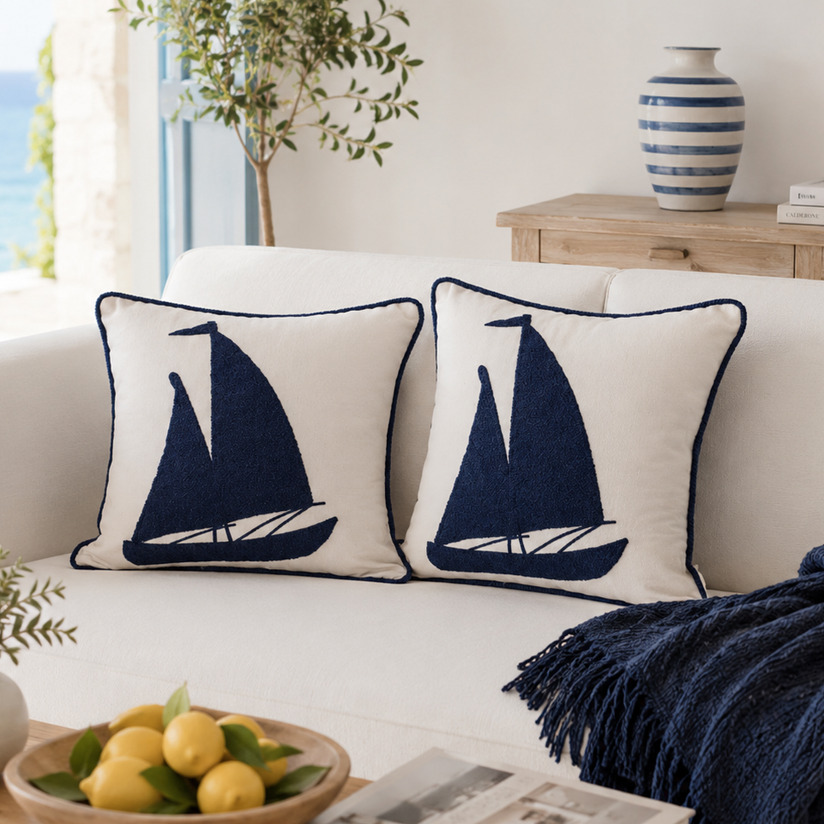 Sailing Boat Pillow Cover