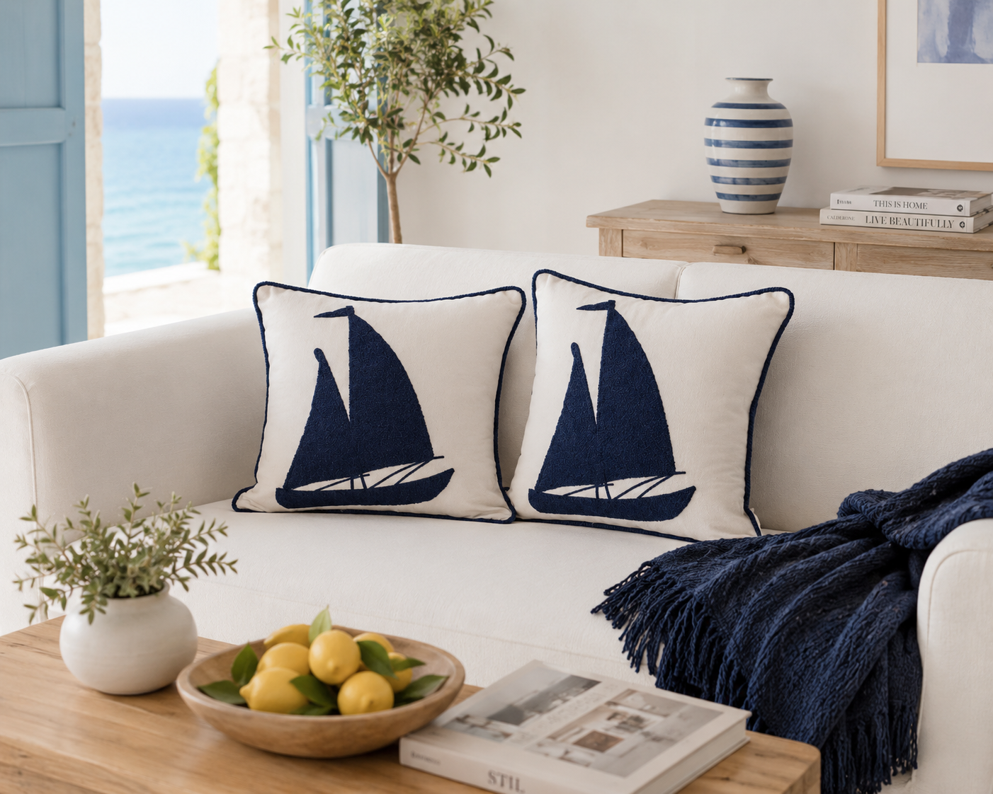 Sailing Boat Pillow Cover