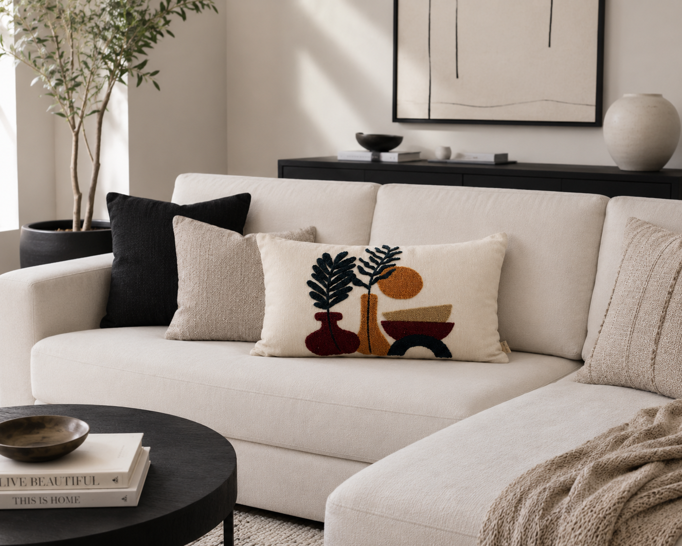 Sunset Vase Lumbar Cushion Cover