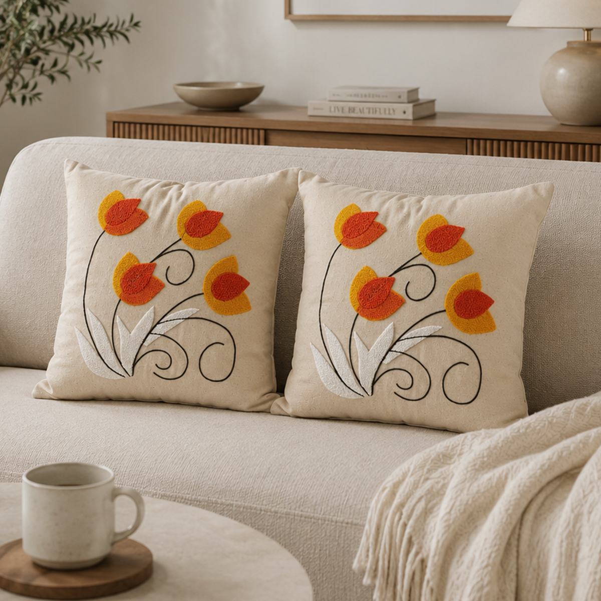 Tulip Bloom Cushion Cover