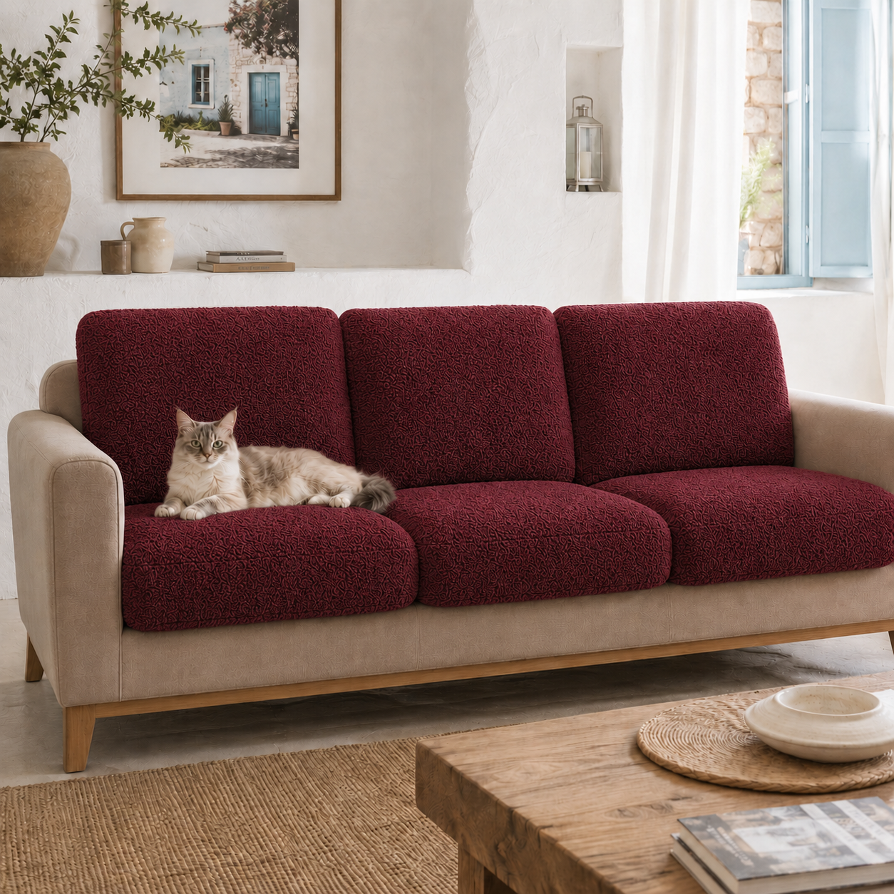 Teddy Cushion Slip Cover Burgundy