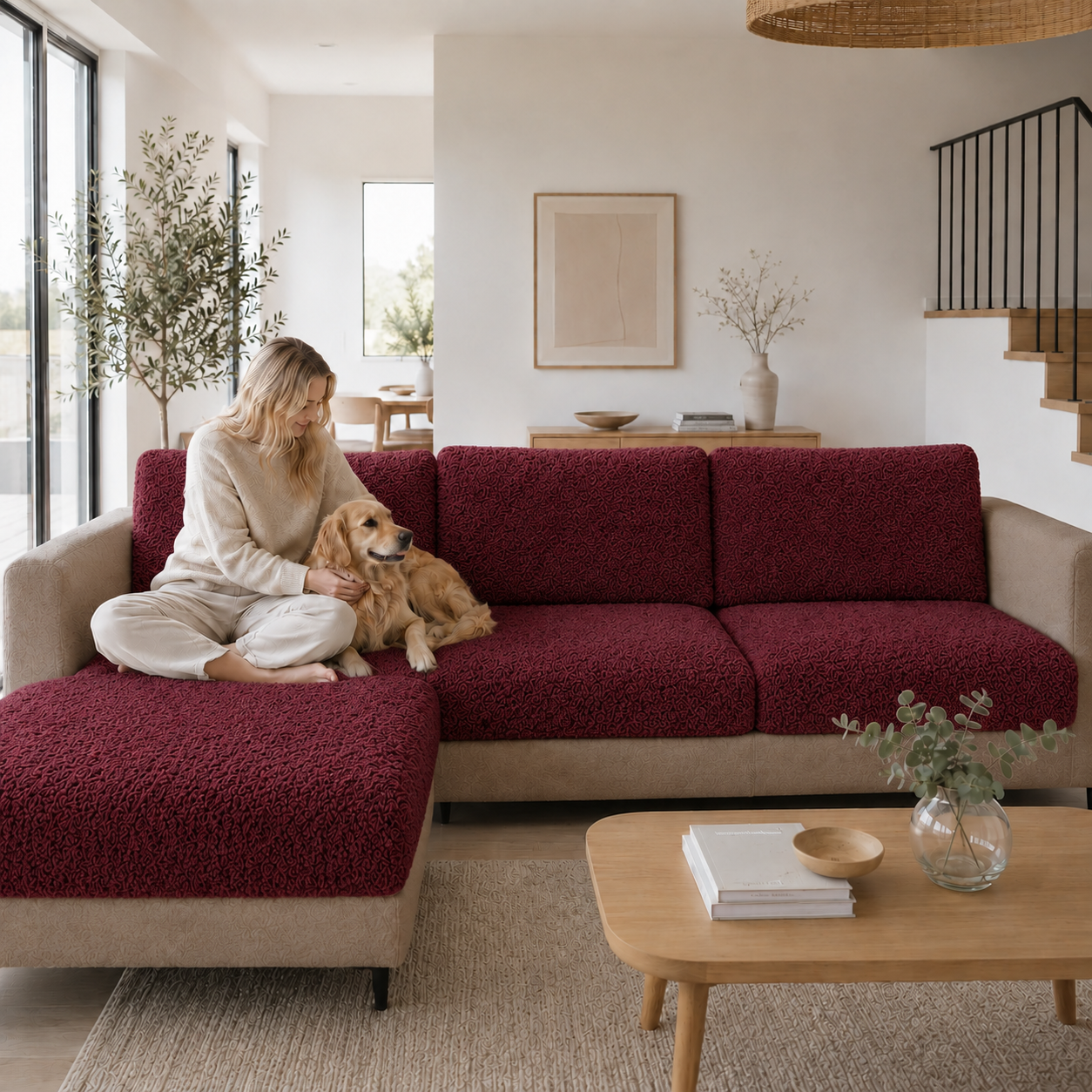 Teddy Cushion Slip Cover Burgundy