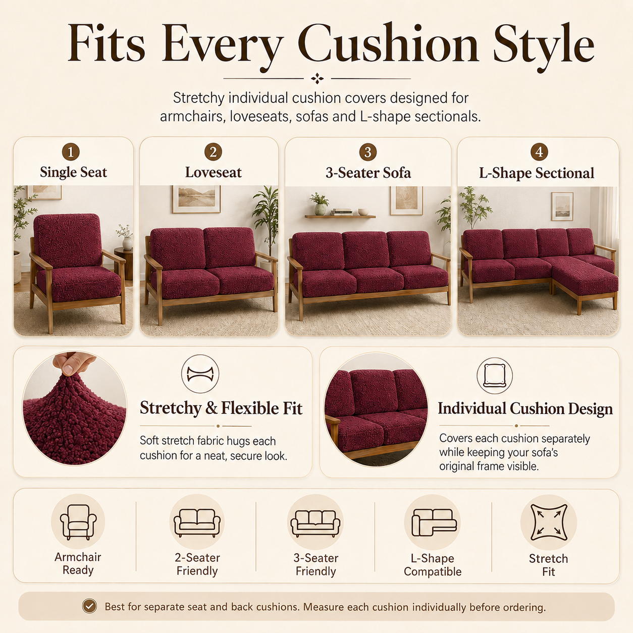 Teddy Cushion Slip Cover Burgundy