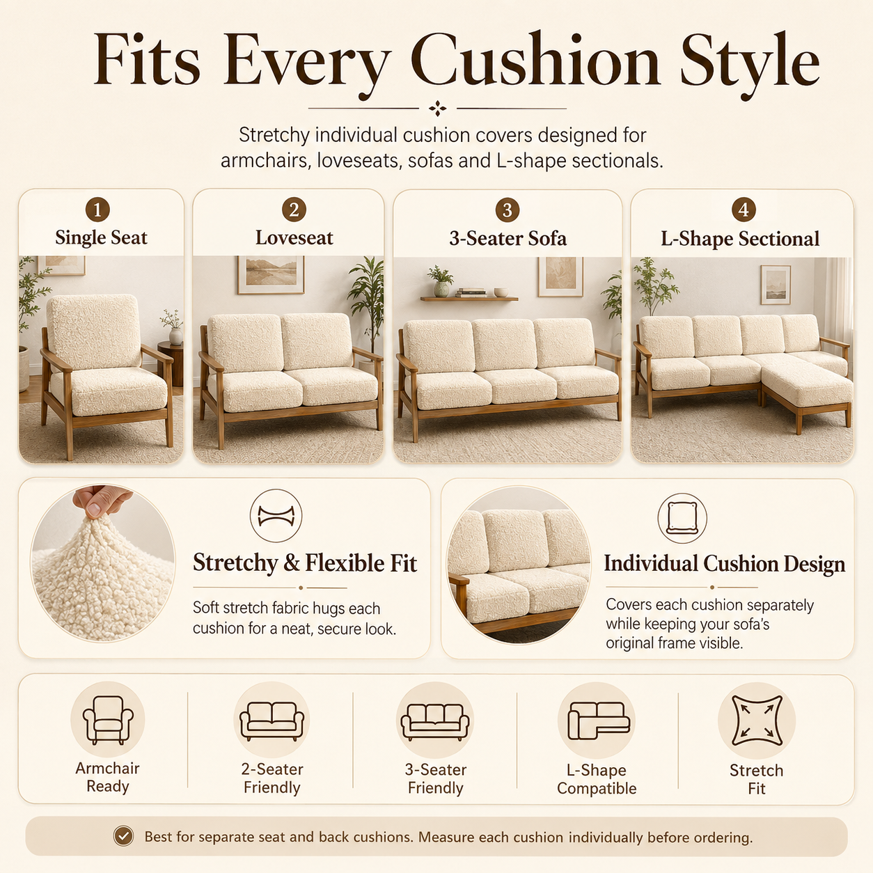 Teddy Cushion Slip Cover Cream