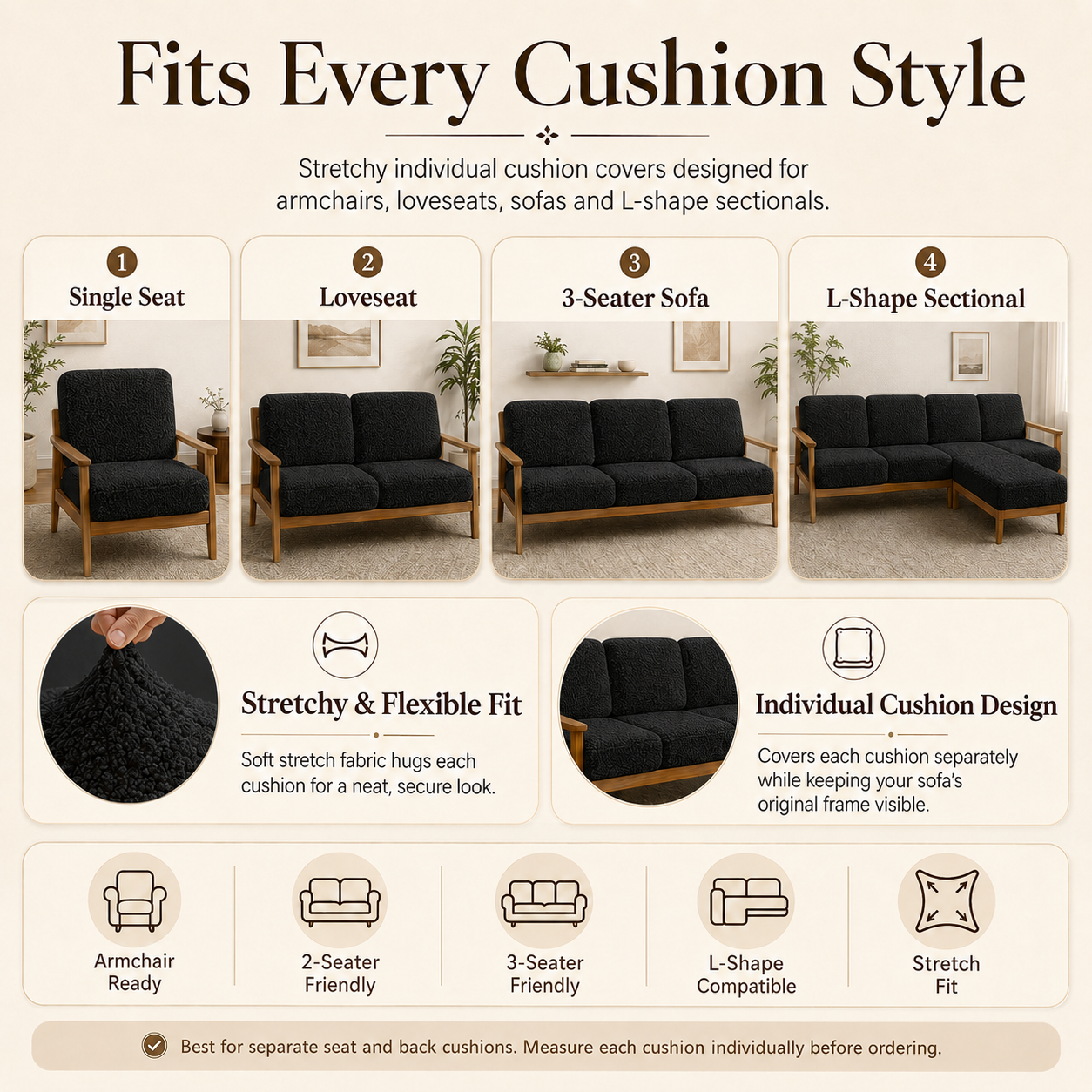 Teddy Cushion Slip Cover Black