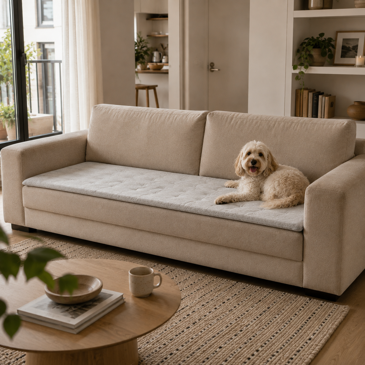 Linen Sofa Topper Light Gray