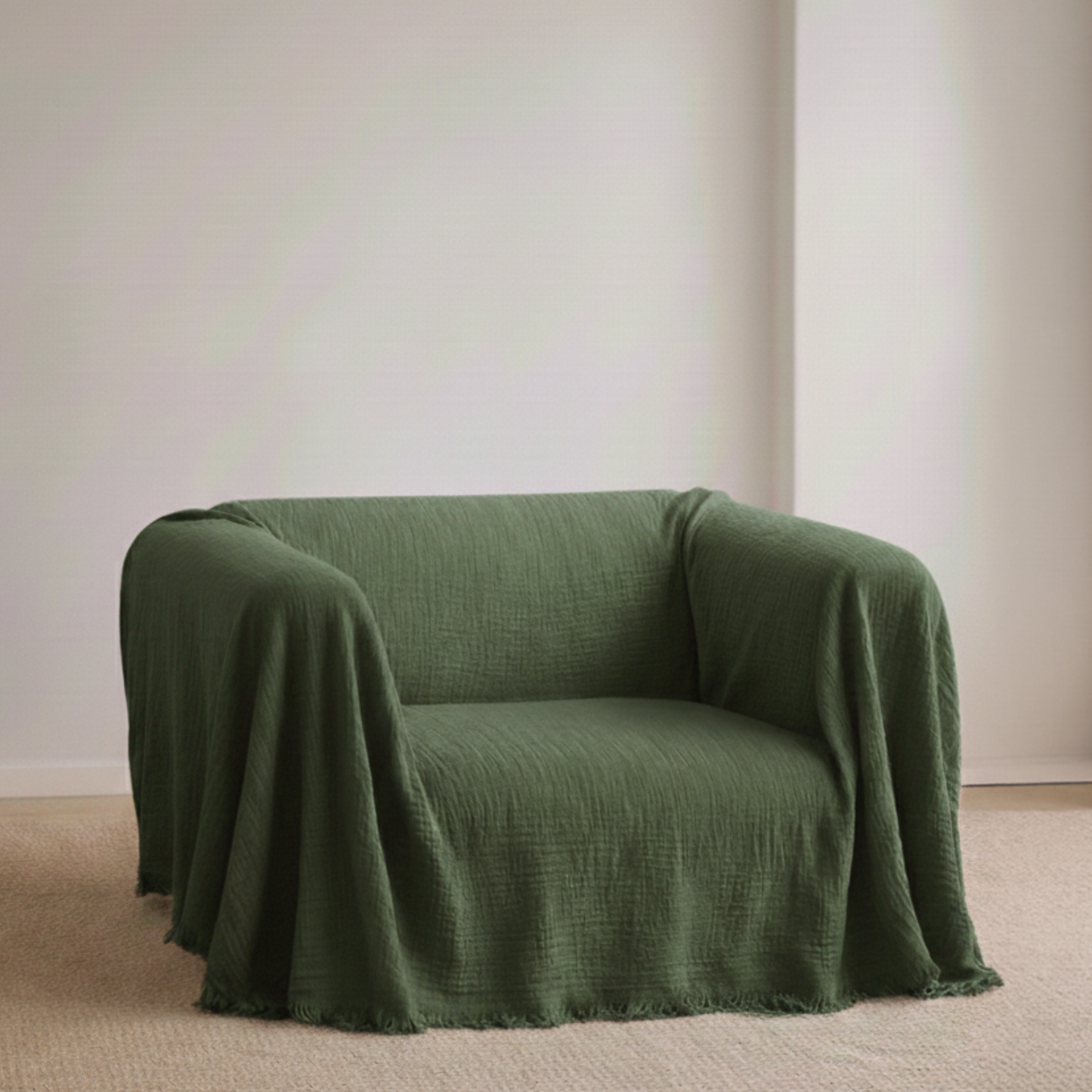 Cloud-Like Muslin Sofa Cover - Green
