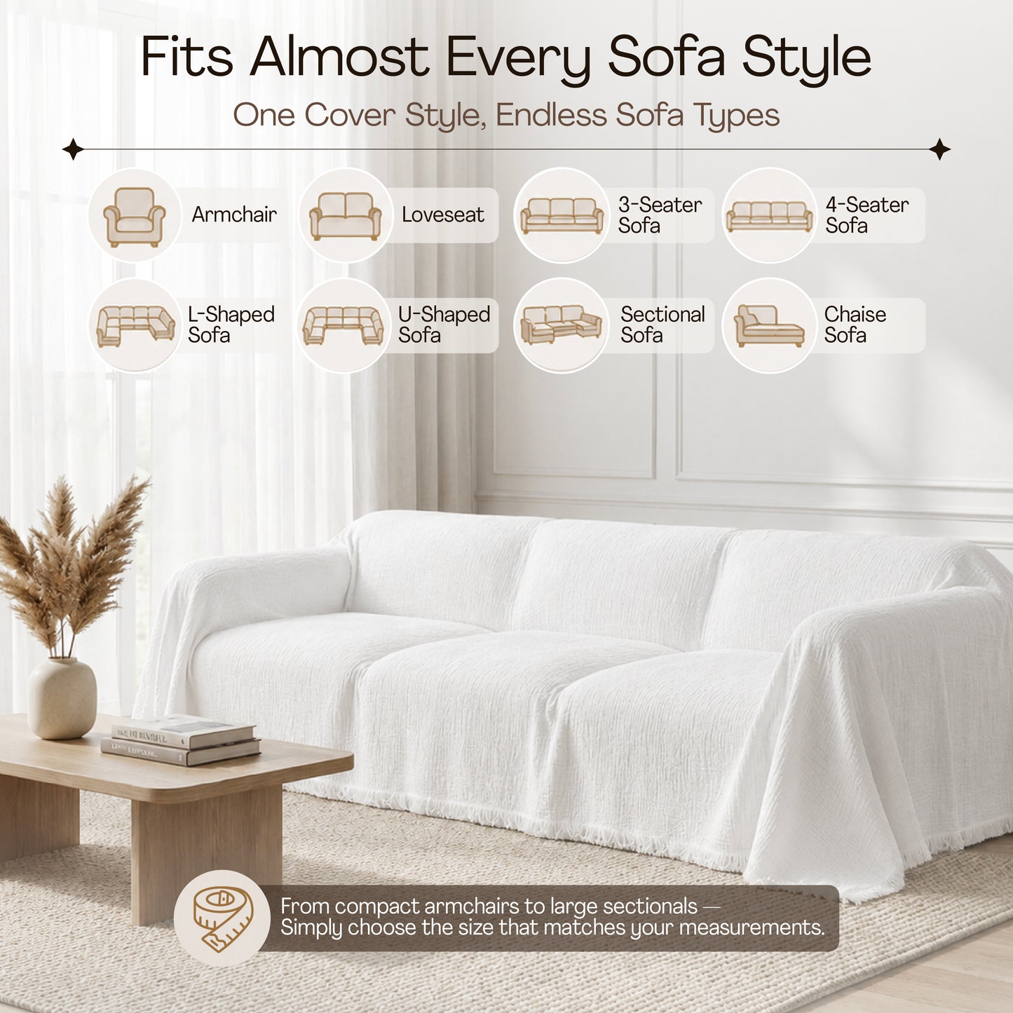 Cloud-Like Muslin Sofa Cover - White