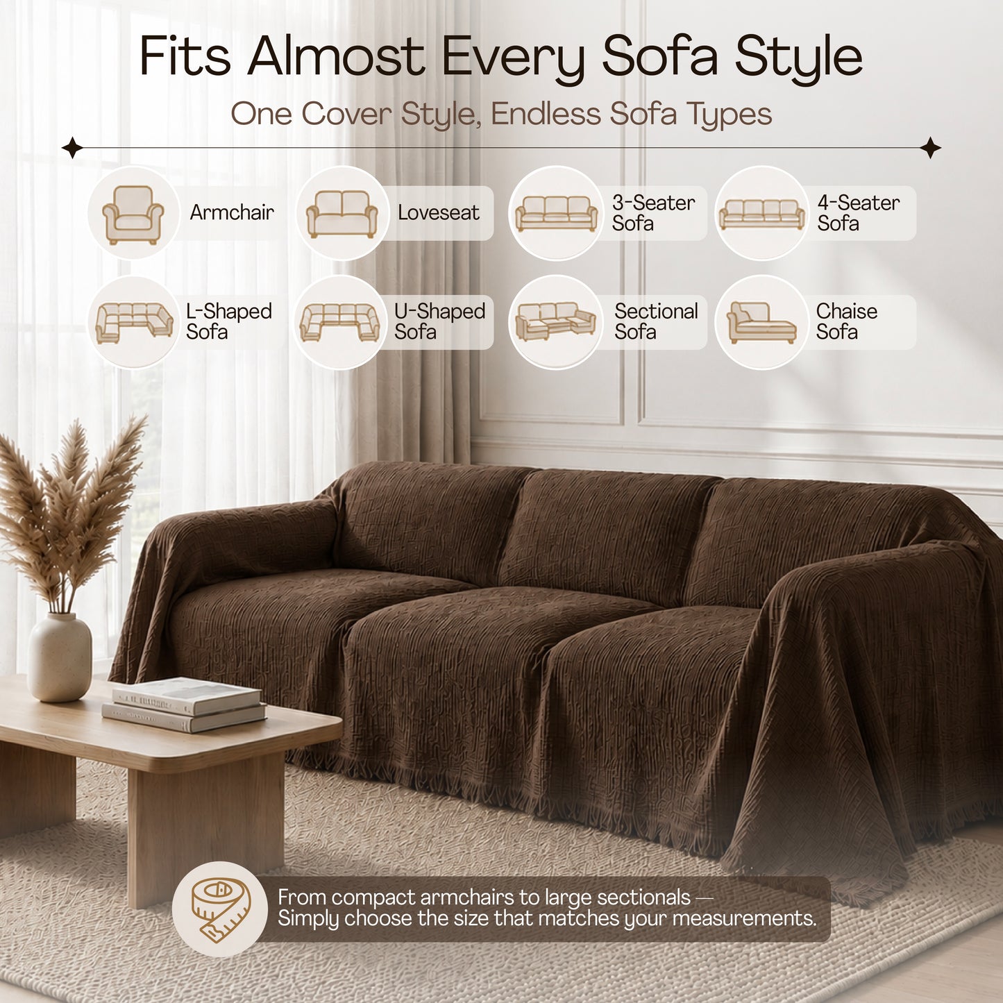 Cloud-Like Muslin Sofa Cover - Brown