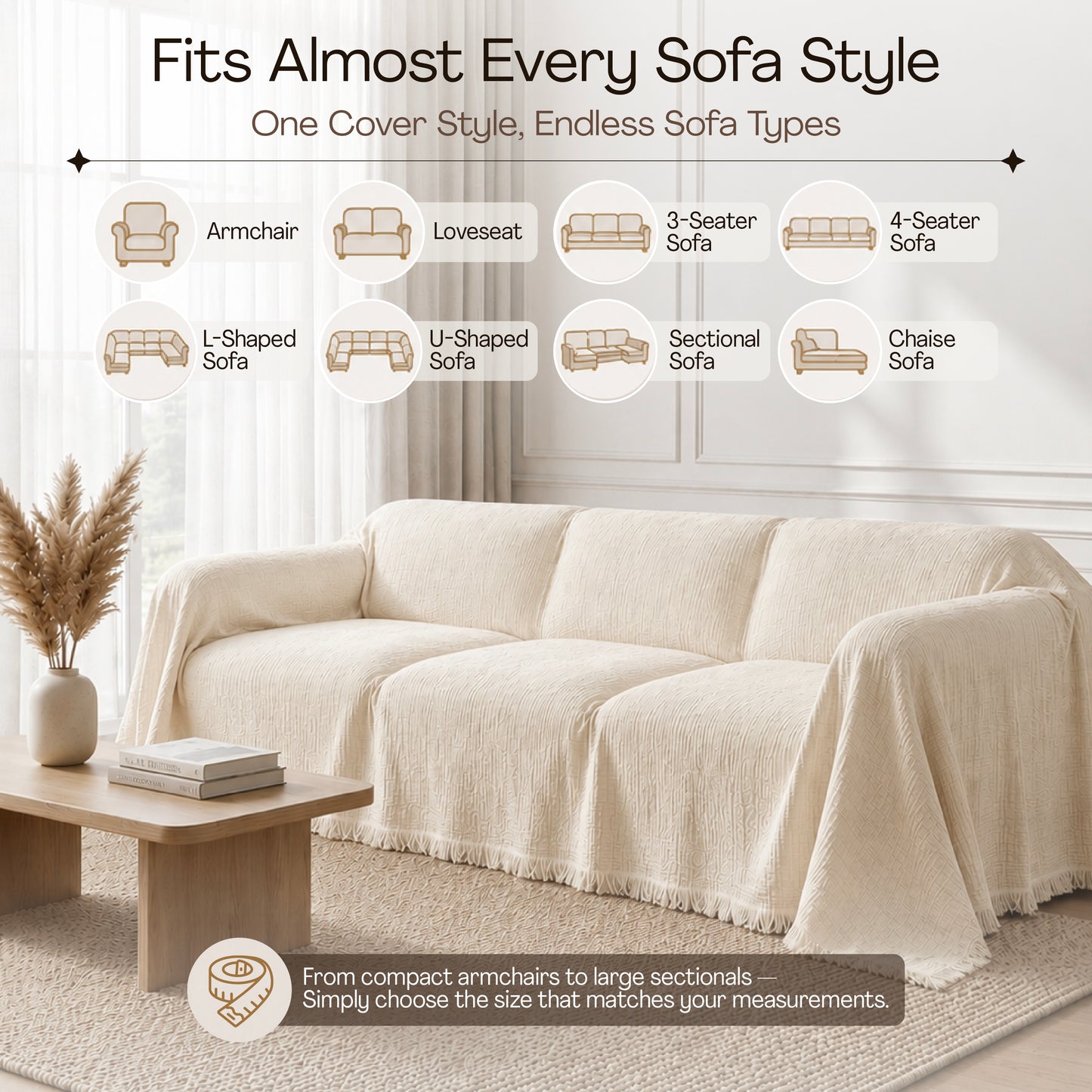 Cloud-Like Muslin Sofa Cover - Cream