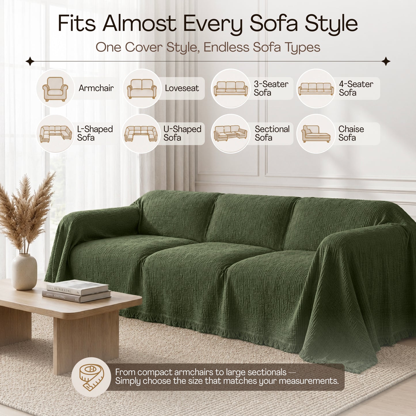 Cloud-Like Muslin Sofa Cover - Green