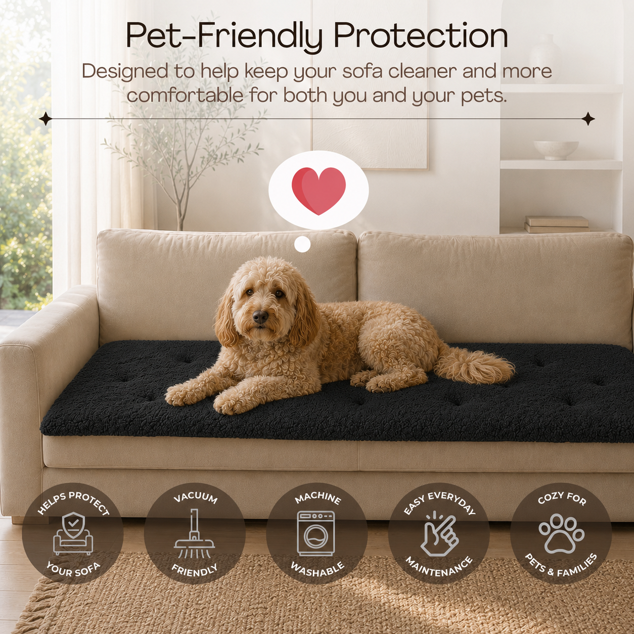 Teddy Sofa Topper Black
