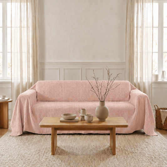 Waffle Sofa Cover - Salmon