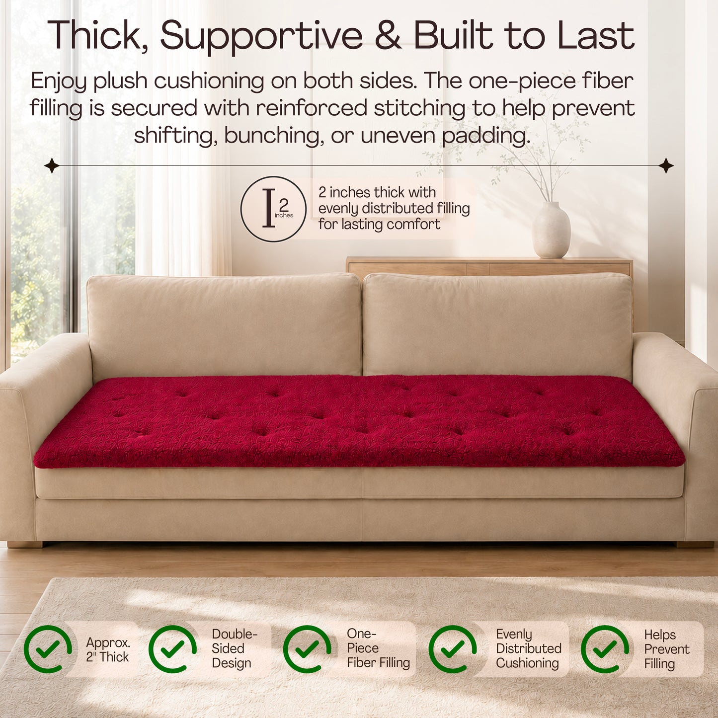 Teddy Sofa Topper Burgundy