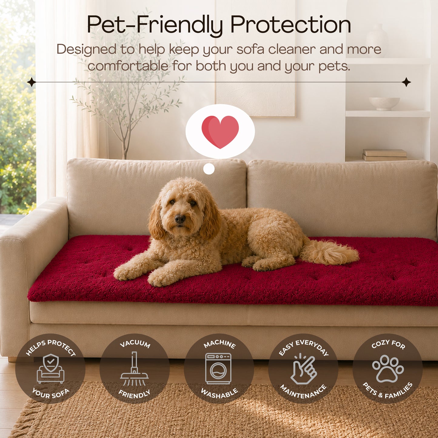 Teddy Sofa Topper Burgundy