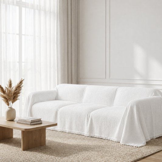 Cloud-Like Muslin Sofa Cover - White
